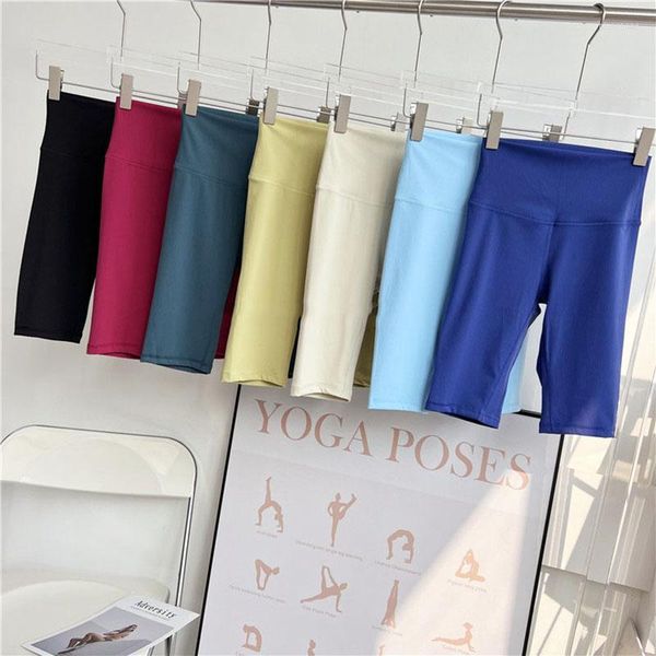 Pantaloncini attivi Vita alta Slim Ciclismo Sport all'aria aperta da donna Costola verticale Pantaloni da yoga morbidi e aderenti per la palestra Fitness