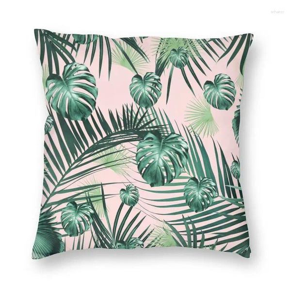 Travesseiro Folhas de Selva Tropical Capa de Jardim Sofá Decoração de Casa Planta Botânica Quadrada 45x45cm