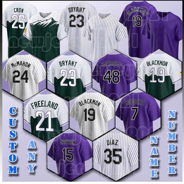 19 Charlie Blackmon Brendan Rodgers Beyzbol Forması Kris Bryant Kyle Freeland C.J. Cron Alman Marquez Michael Toglia Rockies Daniel Bard Yonathan Daza Sean Bouchard