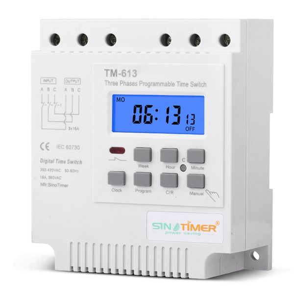 Таймеры TM613 380V 16A Три фазы цифровые 7 -дневный программируемый переключатель реле выпускной водяной насос. Интеллектуальный контроллер времени 230422