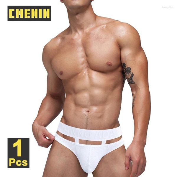 UNDUPTS CMenin Pamuk Seksi Slips Erkek Panties Trunks Kılavuzları Erkek Moda Çift Çizgi Kesme Erkekler Gay Bikini Jockstrap