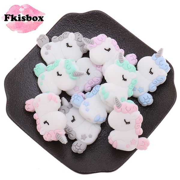 Baby Beißringe Spielzeug 20 Stück Einhorn Silikon Tier Beißringe BPA Frei Baby Zahnen Halskette Diy Kaubare Denticion Schmuck Pflege Schnullerkette 230422