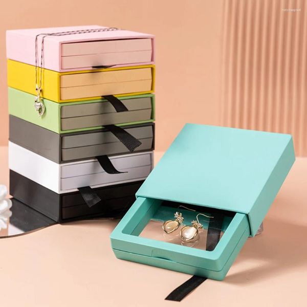 Bolsas de jóias moda gaveta pe filme caixa de armazenamento doces cor anel pingente colar brinco pulseira exibição antioxidante