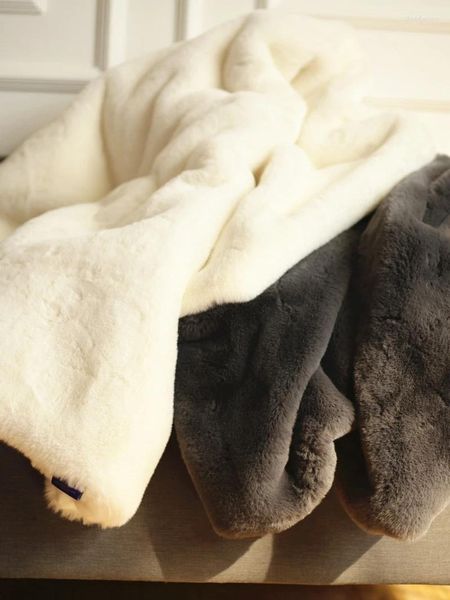 Battaniye hafif lüks kalınlaşma artı boyutu dehaired Angora Battaniye İmitasyon Nevresim süper kalın kanepe kapağı