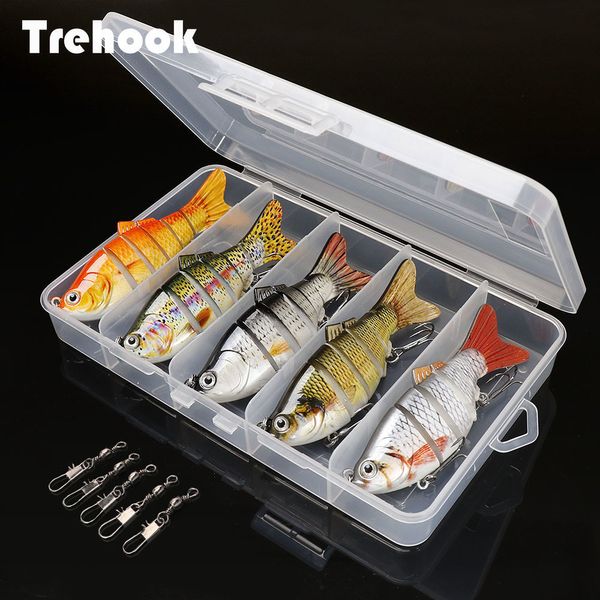 Esche esche TREHOOK 5 pezzi Set Wobbler affondante Crankbaits Kit da pesca Esca artificiale Richiamo duro Swimbait Pike Wobblers per attrezzatura da pesca alla spigola 230421