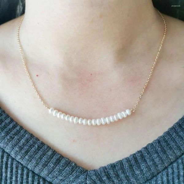 Tartışmalar doğal tatlı su inci cezalandırıcı inciler kolye 14k altın dolu zincir kolye kadınlar el yapımı mücevher collier femme