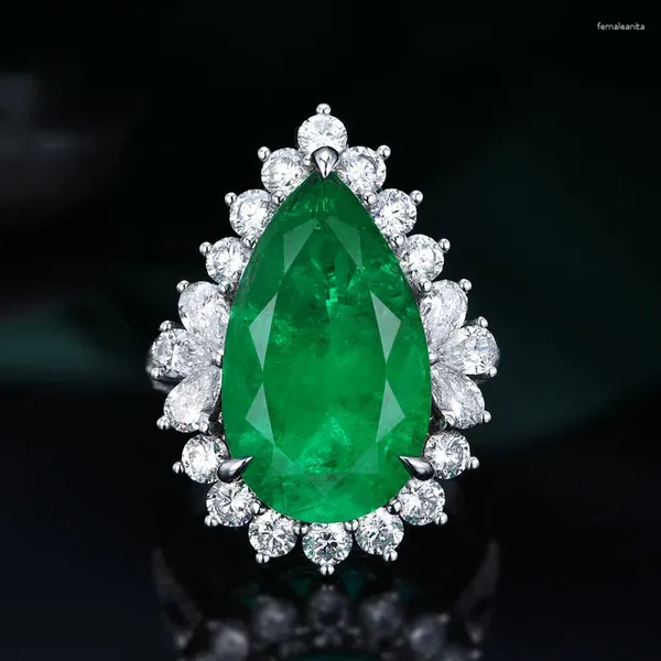Küme Yüzükleri 2023 Su Damlası Simüle Emerald Cz Ring 925 STERLING Gümüş Nişan Düğün Band Kadınlar Gelin Partisi Takı