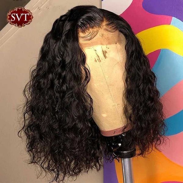 Parrucche per capelli Svt Brasiliana Onda d'acqua Caschetto corto Chiusura anteriore in pizzo Parrucca Parrucche per capelli umani Ondulati Ricci frontali per le donne Preplucked 231122