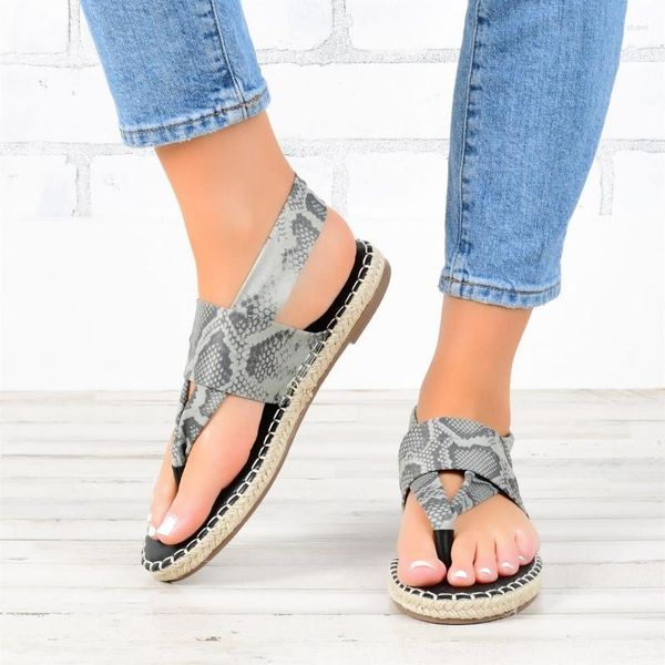 Sandalen Damen Mode Snake Print Flip Flops Outdoor Casual Bequeme Flache Schuhe 2023 Sommer