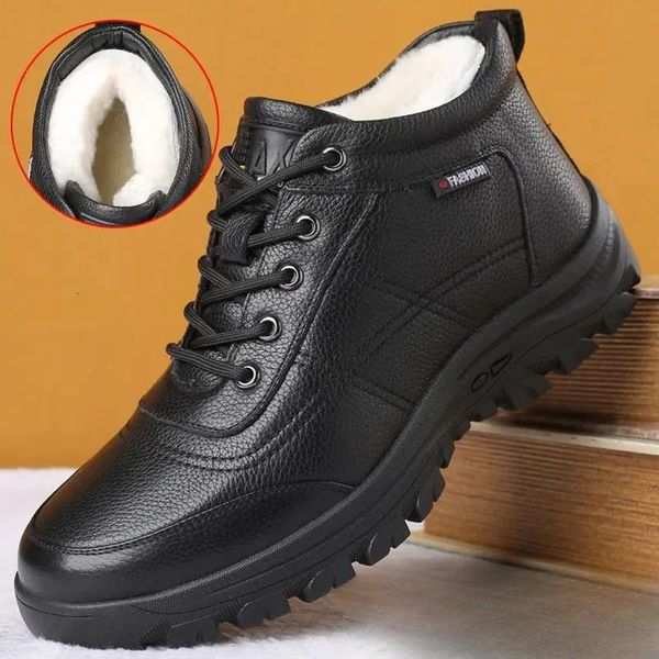 Stiefel Winter Männer Casual Bussiness Baumwolle Turnschuhe Warme Schnee Leder Rutschfeste Freizeit Bota Moto Schuhe 231121