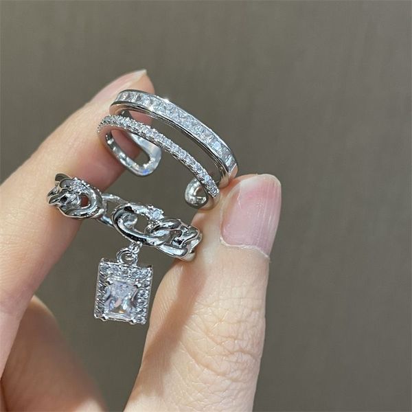 ниша дизайн уникальные обручальные кольца Высококачественное цепное кольцо с экраниной бриллиантовой циркон студенты французский инспир