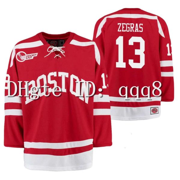 Maglia da hockey Trevor Zegras Boston University College rossa Home taglia S-XXXL rara