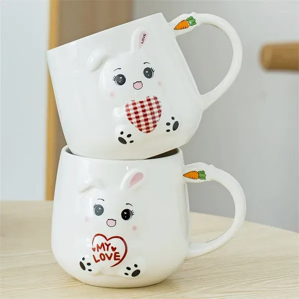 Canecas 450ml dos desenhos animados caneca cerâmica 3d alívio criativo café casal copo para escritório casa leite café da manhã presente de feriado