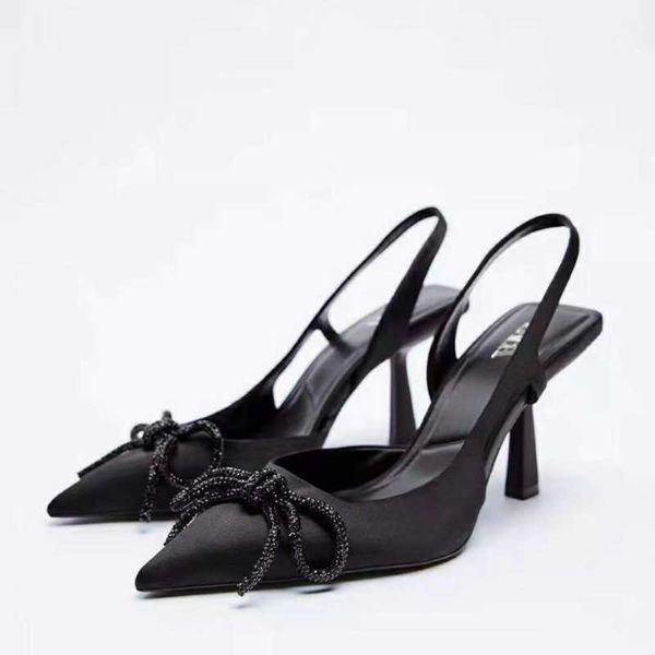 Отсуть туфли женская высокая каблука Rhineston Женщина насосы 2023 Новые сандалии моды Stiletto Slingback свадебные обувь Zapatos Mujer