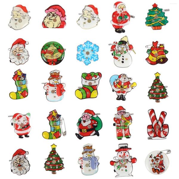 Broches 25 Pcs Único Brilho de Natal Broche Elder Lapel Pin Light Plástico Emblemas Decorativos