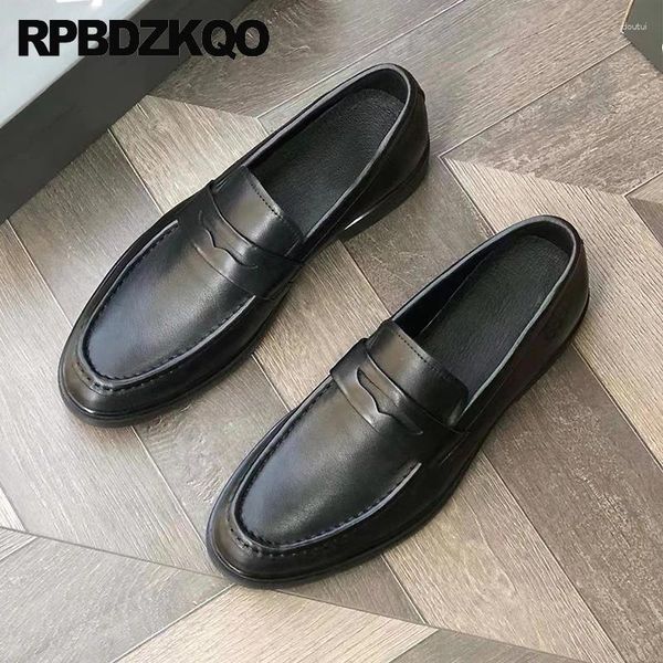 Scarpe eleganti Autunno Pelle di mucca Slip da sera Slip On Party Office Appartamenti in vera pelle Business Comodi Prom Mocassini classici con punta tonda da uomo