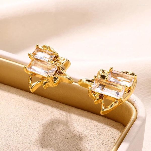Brincos de garanhão moda coração partido para mulheres cor dourada hip hop cristal acessórios de joias vintage presente por atacado