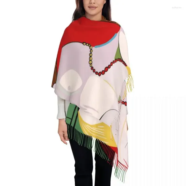 Abbigliamento etnico Sciarpe lunghe da sogno di Picasso da donna Sciarpa Pablo Picasso da donna autunno inverno morbido e caldo con scialle in nappa