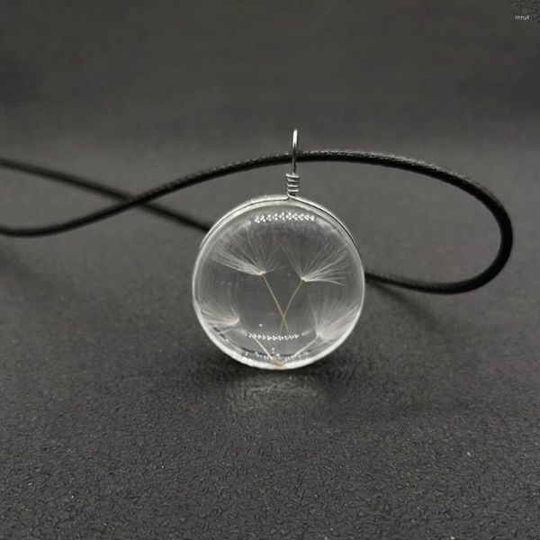 Anhänger Halsketten Natürliche Löwenzahn Klar Harz Glas Ball Halskette Wald Einfache Schmuck Für Frauen Mode Handgemachte DIY Geschenke