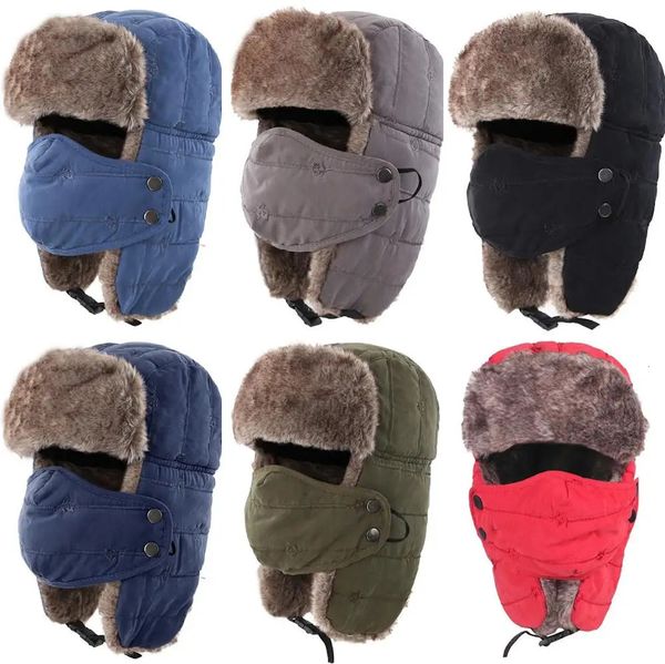 Chapéus Trapper Connectyle Masculino Chapéu Chunky Quente Removível À Prova de Vento Inverno Russo com Máscara Ushanka 231122