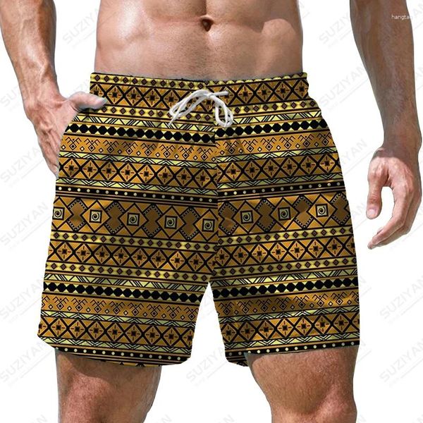 Herren Shorts Sommer Plaid Mosaik 3D Gedruckt Ethnische Stil Muster Retro Casual Lose