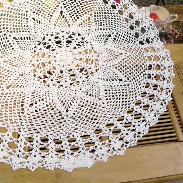 Tapis de table environ 59CM rond fait main tissu napperon coton Crochet décor de noël cuisine maison mariage napperon nappe