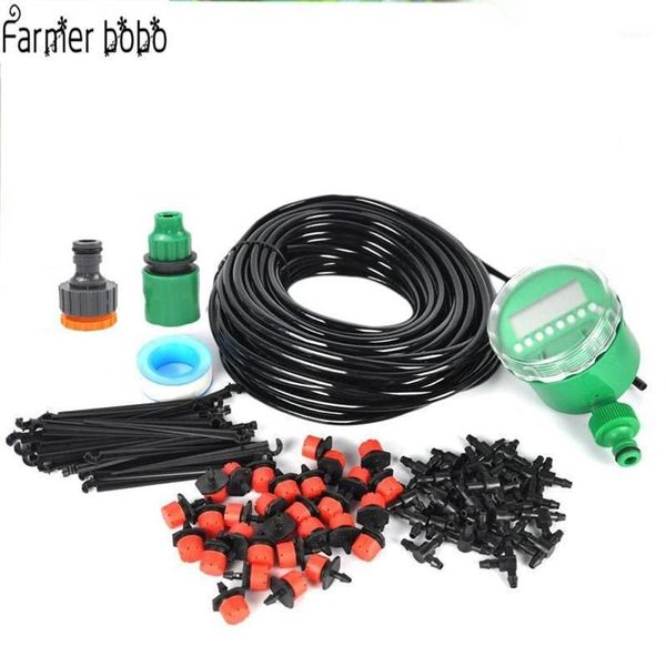 Sistema de irrigação por gotejamento micro para jardim, 25m, planta, temporizador de rega automático, kits de mangueira de jardim com gotejador ajustável, 1279p