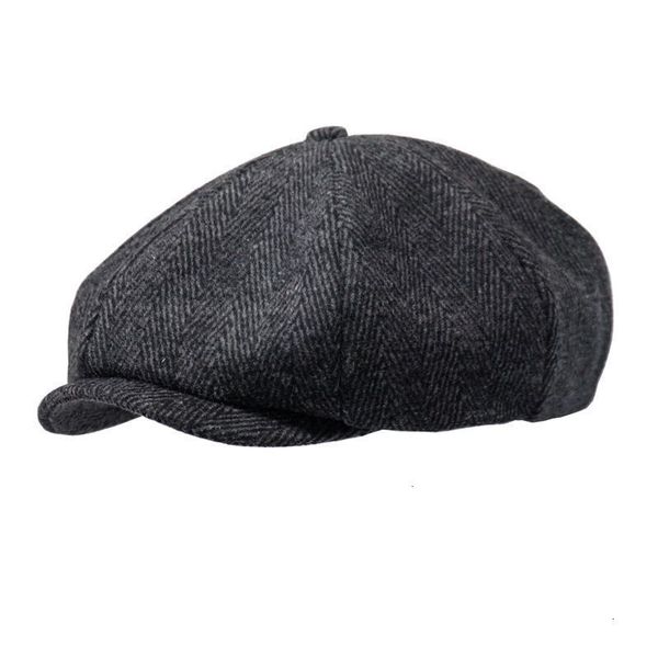 Boinas de boina de lã de inverno Octogonal Dad Ed Big Head Man Sboy Hat Men Plus Size Felt Beret Caps 5456cm 5861cm 230421