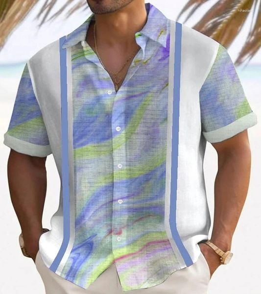 Camicie casual da uomo Pittura a olio a colori pregiati Stampata Camicia a maniche corte Abbigliamento moda di strada Cardigan traspirante