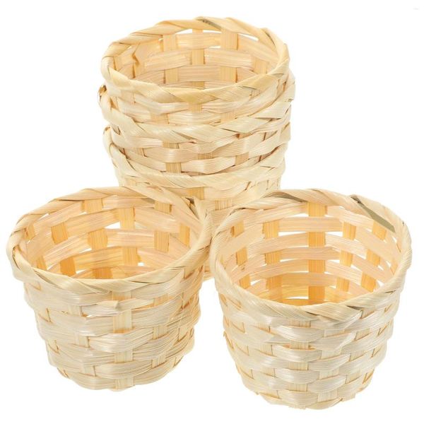 Conjuntos de louça 5 pcs tecido flor cesta pão roupas cabide lata de lixo casa servindo bambu tecelagem armazenamento criança recipiente