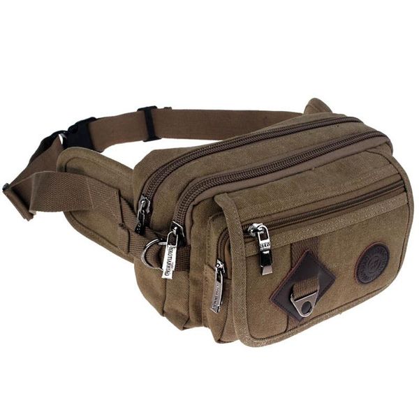 Hüfttaschen 16 Unzen Canvas Casual Belt Pack MenWomen Tri-Layer Fanny Bag Cell/Handy Wallet Punch Case Unisex