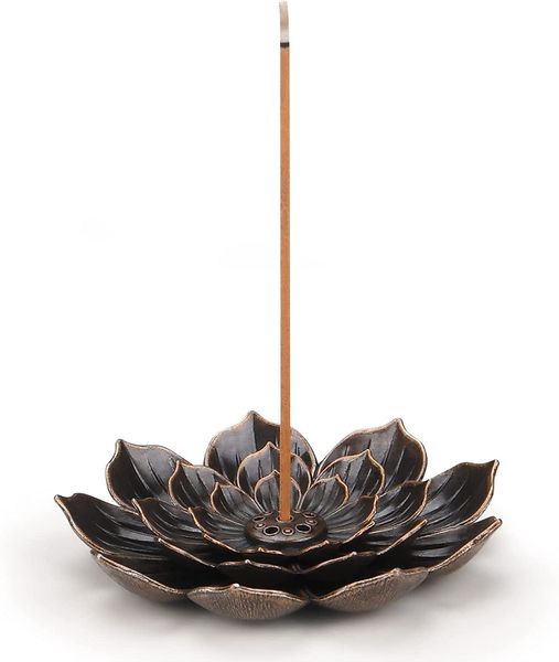 Duftlampen Legierung Weihrauchbrenner Stick Halter Platte Buddhismus Lotus Räuchergefäß Bronze Kapuzinerkresse Weihrauchbrenner