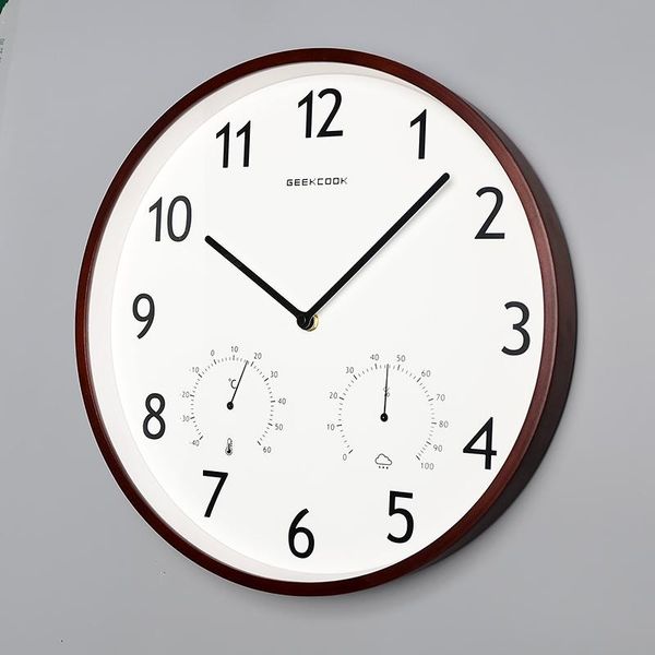 Настенные часы скандичная мода современная простые безмолвные цифровые часовые часы с температурой влажности гостиной домашний декор