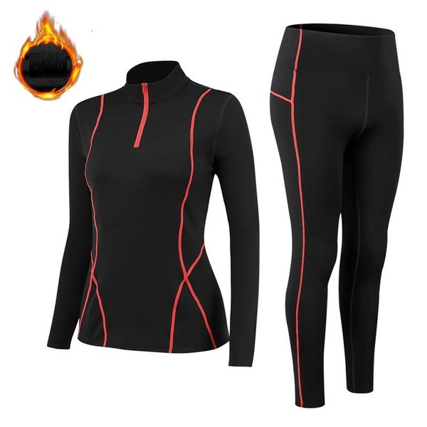 Damen-Thermounterwäsche, Thermo-Unterwäsche, Damen-Sets mit Stehkragen, dünnes Fleece, Fitness-Shapewear, elastisch, eng anliegend, Damenbekleidung, Unterhemden und Unterhosen 231122