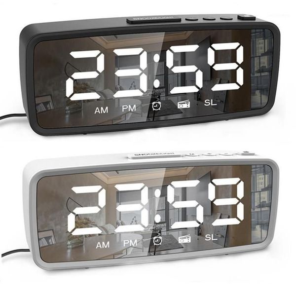 Altri orologi Accessori Radio FM Sveglia digitale LED Snooze 3 Impostazioni di luminosità 12 Specchio per trucco USB 24 ore Elettronico 290 g