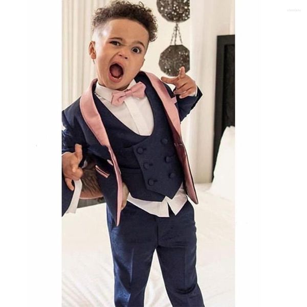 Completi da uomo Completi da 3 pezzi da ragazzo Smoking con risvolto sciallato Slim Fit Sposo Prom Terno Blazer per bambini Giacca Pantalone Abito da esibizione da gentiluomo