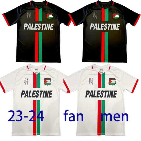 2023 Palestina camisa de futebol em casa preto branco 23/24 camisa de futebol com número personalizado