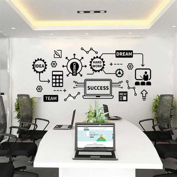 Adesivos de parede grande escritório trabalho em equipe sucesso trabalho duro adesivo equipe sonho inspirador citação motivacional geek decalque decor253k