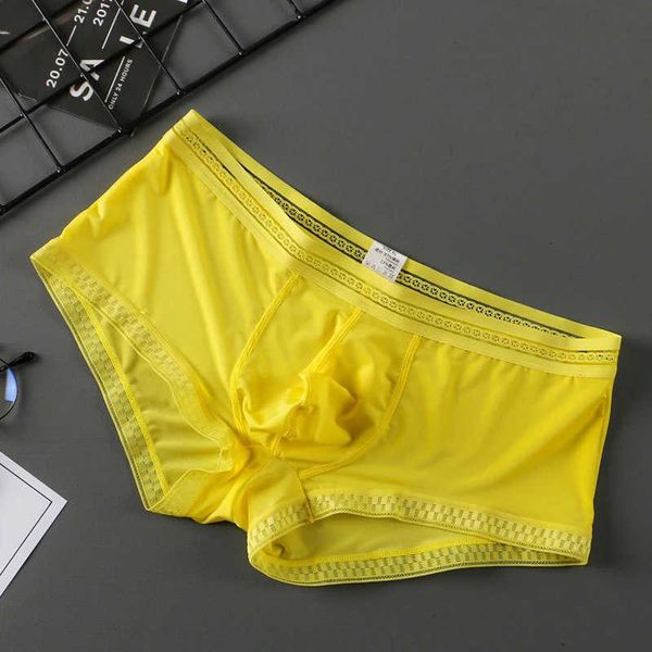 Unterhose 2023 Heiße verkaufende Eis-Silk-Mann-Unterwäsche-nahtlose transparente Boxershorts ultradünne atmungsaktive bequeme Schlüpfer-Unterhose Y23