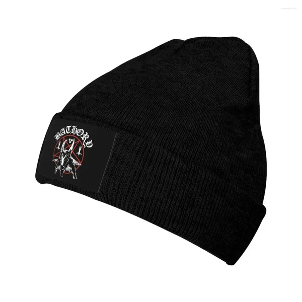 Beralar Siyah Metal Batory Band Aksesuarları Kış Örgü Beanie Erkekler İçin Kadın Örgü Kapaklar Bonnet Şapkası