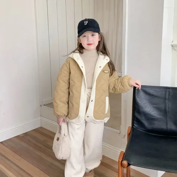 Jacken 2023 Mädchen Jacke Winter Kinder Baumwolle Mantel Gepolsterte Verdickte Warme Mantel Mit Kapuze Solide Parkas Mode Outwear 2-12 Jahre