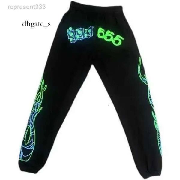 dhgate sp5der tuta spider pantaloni della tuta con cappuccio sp5der pantaloni della tuta uomo fluorescente verde ragnatela grafica fiamma stampa pantaloni da jogging pantaloni Y23 S5WK