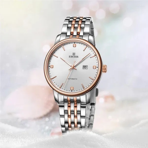 Orologi da polso EBOHR Elegante orologio automatico da donna Vetro zaffiro Meccanico resistente all'acqua Perfetto per la moda urbana e le donne indipendenti