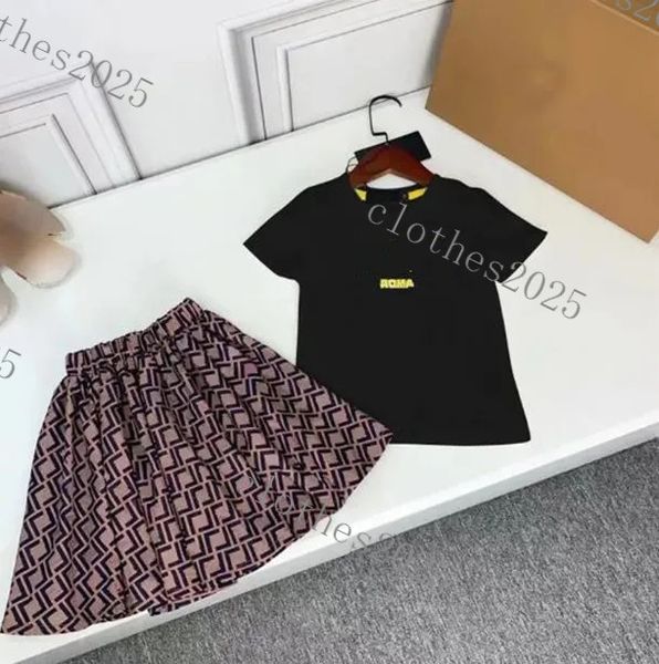 Designer Kinder Kleidung Sets Klassische Marke Baby Mädchen Kleidung Anzüge Mode Brief Rock Kleid Anzug Kinderkleidung 3 Farben Hohe Qualität AAA