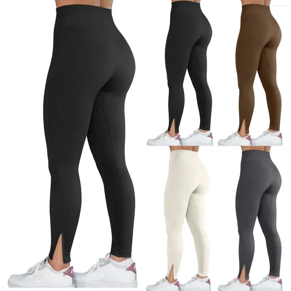 Frauenhose 2024 lässige, feste, farbene, enge Yoga-Sportkostüm hohe Taille-Knöchel-Länge-Fitness für Frauen