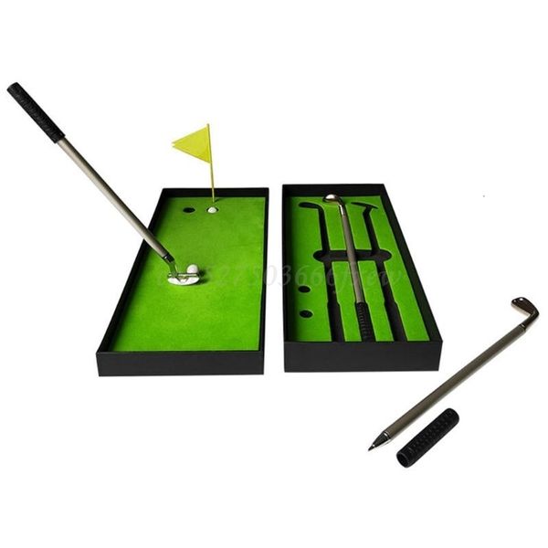 Andere Golfprodukte Simulierter Golfplatz Premium-Minigolf-Stiftset Bürogeschenk für Männer Kugelschreiber Kreatives Schreibzubehör Langlebig 230421