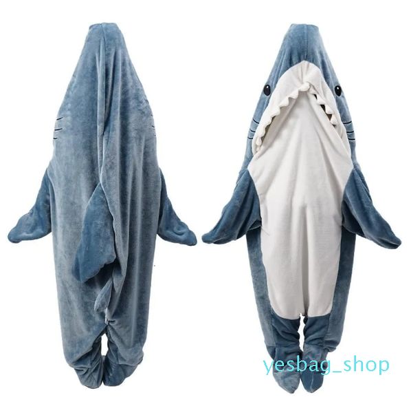 Decken Cartoon Shark Schlafsack Pyjamas Büro Nickerchen Shark Decke Karakal Hochwertige Stoff Meerjungfrau Schal Decke Für Kinder Erwachsene GA