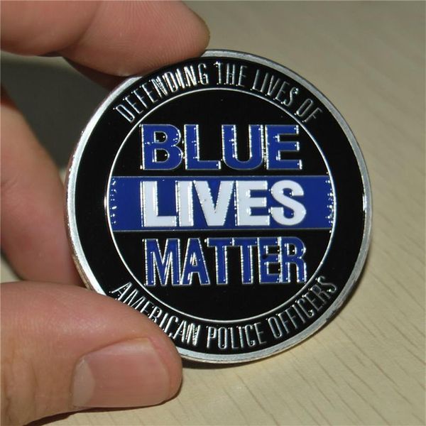 Disocunt Combo Blue Lives Matter Law Enforcement Challenge Coin 24k moeda banhada a ouro 50 unidades / lote 234d