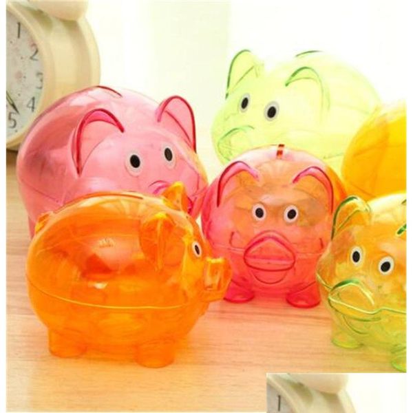 Garrafas de armazenamento Jars colorir Piggy Birthday Presente Originalidade Crianças Caixas de economia transparente Casa portátil Caso fofo alto qua dhvnz