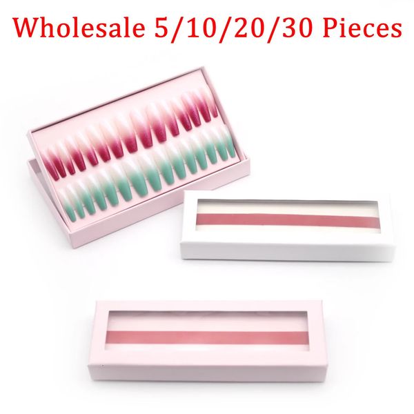 Prensa de unhas falsas em caixas de unhas para embalagem caixa vazia rosa/branco vazio luxo atacado 5/10/20/30 peças caixa de ponta de unha acessórios de armazenamento 231121